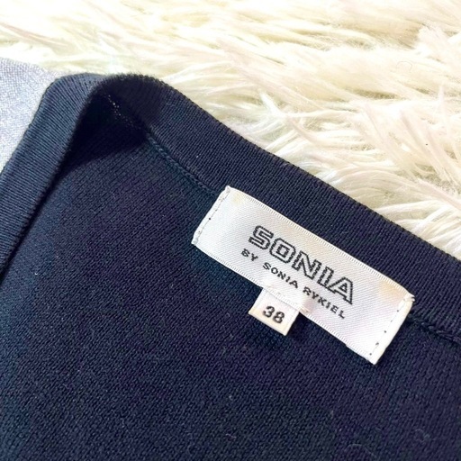 SONIA by SONIA RYKIEL （ソニアバイソニアリキエル） 配色長袖ニットトップス チュニック丈 コットン100%