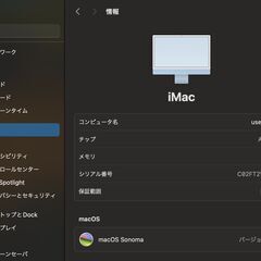 iMac（24インチ,M1,2021）256GB/8GB〈MJV93J/A〉⑤の画像