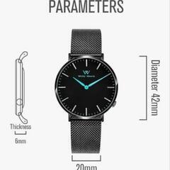 Welly Merck ブラック　ブルー 腕時計 メンズ シンプル  サファイアガラス 42mm の画像