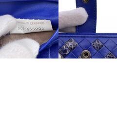 ボッテガヴェネタ BOTTEGAVENETA 二つ折り財布 イントレチャート コンパクトウォレット ブルー