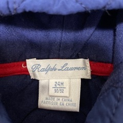 Ralph Lauren フード付きパーカー 24M 赤/ネイビーの画像