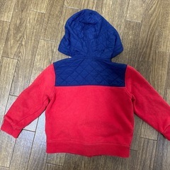 Ralph Lauren フード付きパーカー 24M 赤/ネイビーの画像