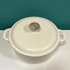 アイリスオーヤマ　鋳鉄鍋　24cm ホワイトの画像