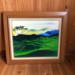 油絵、ゴルフ場、F8号、作者不明、サイン無し、インテリア、