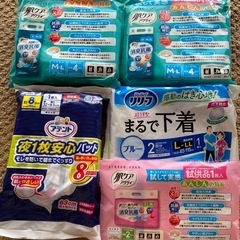 大人用紙パンツ、尿取りパッド5セット、とろみエール2本