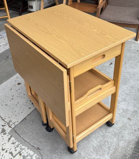ニトリ バタフライワゴン(オルガLBR) 木製キッチンワゴン 美品