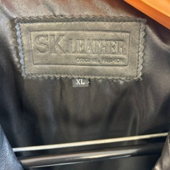 ☆値下げ☆　HA2503-241 配送不可 SK LEATHER レザーコート ダブル ラグラン ブラック サイズ:XL キズ汚れ有りの画像