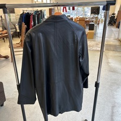 ☆値下げ☆　HA2503-241 配送不可 SK LEATHER レザーコート ダブル ラグラン ブラック サイズ:XL キズ汚れ有りの画像