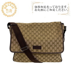 グッチ GUCCI ショルダーバッグ GGキャンバス メッセンジャー ブラウン