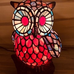 アートのような魅力】JF0429 ステンドグラス ふくろう ランプ 照明 ライト