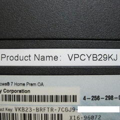 SONYノートパソコン VAIO VPCYB29KJ-G(PCG-31311N)の画像
