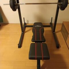 バーベルセット４０キロとフラットベンチの画像