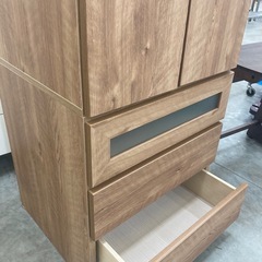 【KJ079】中古美品 クローゼット ワードローブ スリム収納　衣装ケース　引き出し 大川家具　検)一人暮らし 家具 収納 ダイニング リビング キッチン 冷蔵庫 洗濯機 テーブル ラック レンジ キャビネット ソファの画像