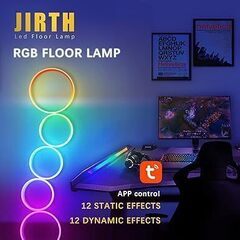 JIRTH RGB フロアランプ 調光調色 フロアライト 変色 LED フロアスタンド リモコン付き アプリ制御 スマート スタンドランプ Compatible with Alexa おしゃれ イルミネーション 間接照明 アンビエントライト リング パーティー ゲームルーム ホワイト　まとめ買い歓迎　卸ます　アマゾン引き上げ商品　倒産品　ネット商材　卸ます　転売　アマゾン引き上げ商品　卸し　問屋　倒産品　転売OK　ネット商材　アマゾン　商品　景品　コンペの画像