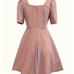 ピンク 半袖 フレアスカート ワンピースの画像