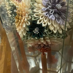 ちりめん細工　花鞠　手作りの画像