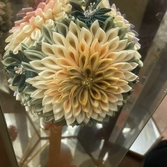 ちりめん細工　花鞠　手作りの画像