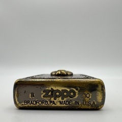 【一品限定】ZIPPO 2010 限定モデル ライオンウッドインレイ アンティーク仕上げ 両面ライターの画像