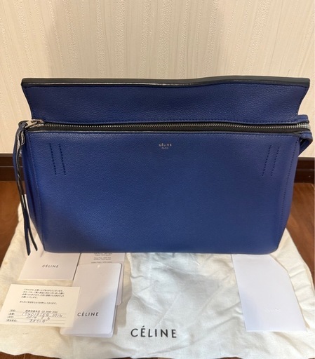 CELINE セリーヌ ハンド、トートバッグ レザー ブルー 美品 中古