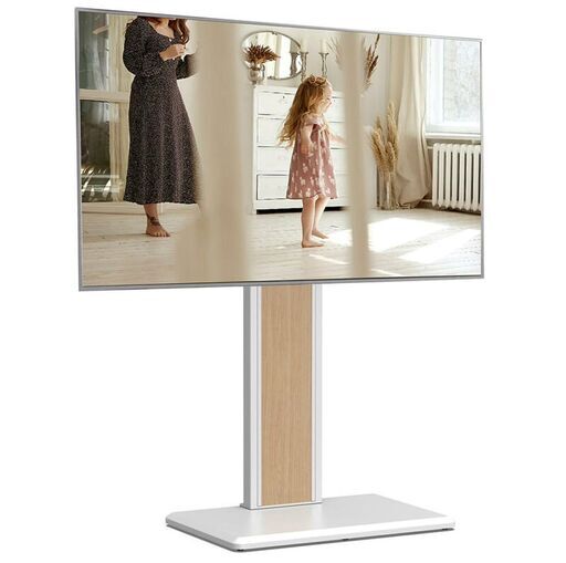 【問い合わせ多数】【美品】◯FITUEYES テレビスタンド 32~65V対応 ロータイプ 壁寄せ 自立式 背面収納付 テレビ台 高さ調節 回転可能 首振り コーナー置き オーク ウォールナット 木目調 白 ホワイト 両面仕様