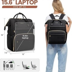 【極美品】LOVEVOOK ノートパソコン用バックパック レディース ファッション 旅行用バッグ ビジネス コンピューター ウォレット ワークバッグ USBポート付きの画像