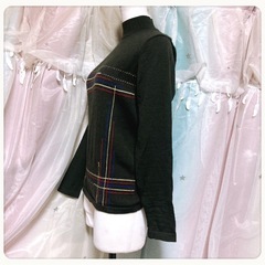 ꒰Naturale꒱昭和レトロ風 ハイネック 長袖 ニット 茶系 秋冬 トップスの画像