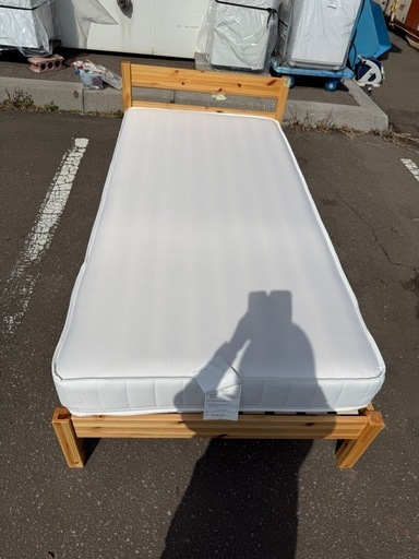 美原店　(X) マットレス付き　シンプル木製ベッド　シングルベッド　ベッド　ベット　寝具