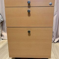 Garage fantoni//オフィス 木製ワゴン 3段 鍵・...
