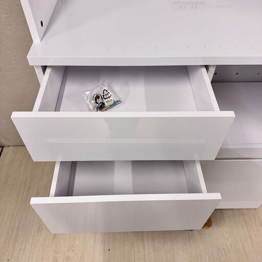  22665  2枚ガラス扉 キッチンボード 幅90ｃｍ モダンデコ   ◆大阪市内・東大阪市他 6,000円以上ご購入で無料配達いた
