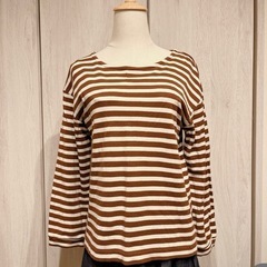 サマンサモスモス☆長袖ボーダーニット ラウンドネック リボン ガ...