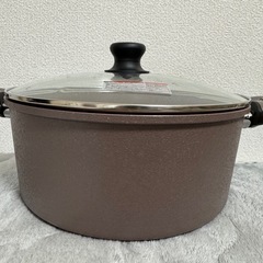 IH対応アルミ両手鍋 ダイヤモンドコート 28cm 深型 ガラス蓋付きの画像
