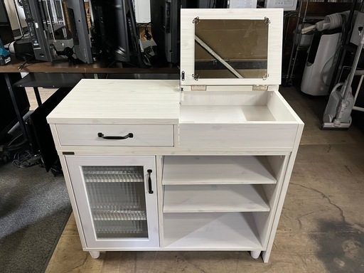 キャビネットドレッサー　収納付き鏡台　ミラー付きサイドボード