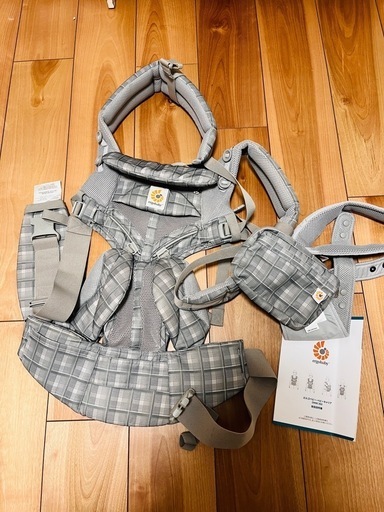 美品　エルゴベビー 抱っこ紐 グレー・チェック柄