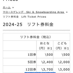 サンタプレゼントパーク　リフト券　12回券　2枚
の画像