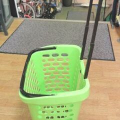 キャスター付き買い物カゴ 幅44×高41㎝ キャリーカート 2輪 グリーン 西岡店の画像