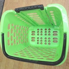 キャスター付き買い物カゴ 幅44×高41㎝ キャリーカート 2輪 グリーン 西岡店の画像