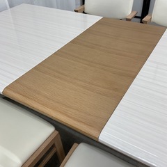 KC-24【新入荷　リサイクル品】シギヤマ家具　ハイグロス　伸長式天板　ダイニング5点セット　白×ナチュラルの画像