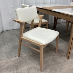 KC-24【新入荷　リサイクル品】シギヤマ家具　ハイグロス　伸長式天板　ダイニング5点セット　白×ナチュラルの画像