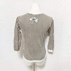ロイスクレヨン 長袖カーディガン トップス チェック柄 花柄刺繍ビジュー M レディースの画像