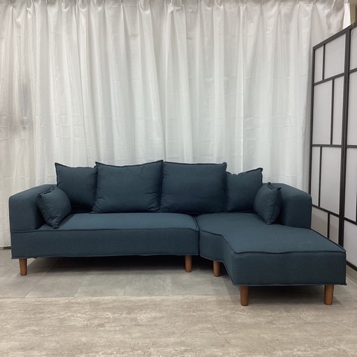 KC-29【新入荷　アウトレット品】絶対満足価格　カウチソファ2点セット　ネイビー