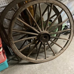 大八車　軸　車輪　約90センチ　の画像
