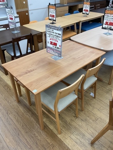 KC-33【新入荷　リサイクル品】一生紀　プイネ　アルダー材　ベンチダイニング4点セット　ナチュラル