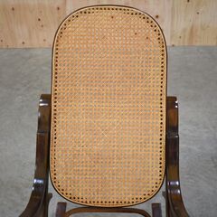 【ヤ取5/7終了】≪yt1852ジ≫ ヴィンテージ家具 ロッキングチェア ラタン張り ① ベントウッドチェア/曲木/籐 昭和レトロ/アンティーク/中古家具/宮城県仙台市 70303-15の画像