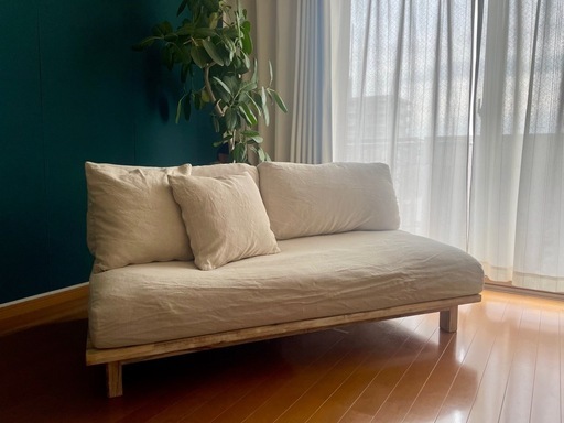 値下げ【unico】LANA ソファ 2.5人掛け　無垢材フレーム