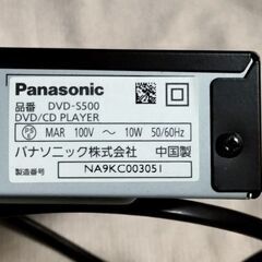 中古・Panasonic ﾊﾟﾅｿﾆｯｸ DVD/CDプレーヤー　DVD-S500の画像
