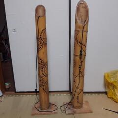 竹で作ったオブジェ、ライト付き、手作り