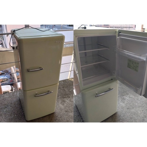 エディオン レトロ冷蔵庫 9803送料無料！レトロデザイン！eangle 2ドア