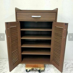 22日まで！
木製ルーバー扉　2枚扉 シューズボックスの画像