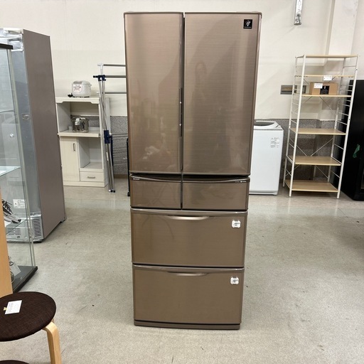 K2503-262 配送不可 SHARP 6ドア冷蔵庫 SJ-XF44-T 2013年製 動作確認済み キズ汚れ有り