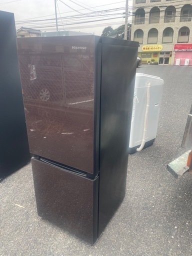 北九州市内配送無料　保証付き　2019年製 154L 冷蔵庫 ハイセンス HR-G1501  ブラウン系 ガラスドア 自動霜取りファン式